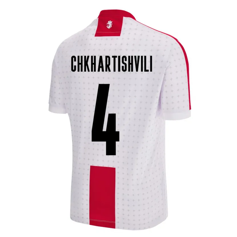 Danxen Hombre Camiseta Georgia Nino Chkhartishvili #4 Blanco 1ª Equipación 24-26 La Camisa México