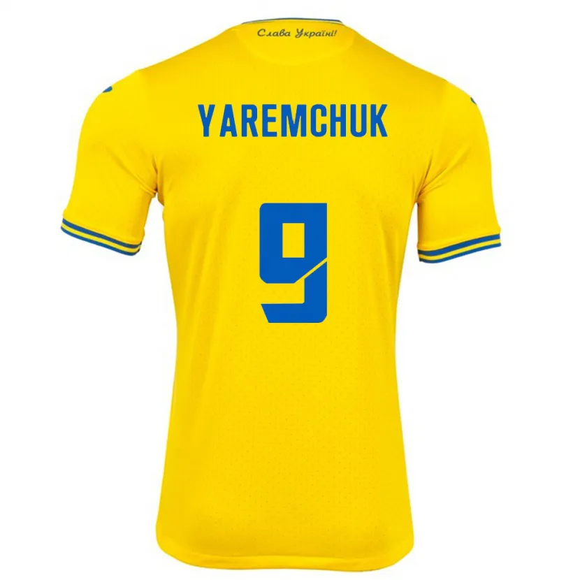 Danxen Hombre Camiseta Ucrania Roman Yaremchuk #9 Amarillo 1ª Equipación 24-26 La Camisa México