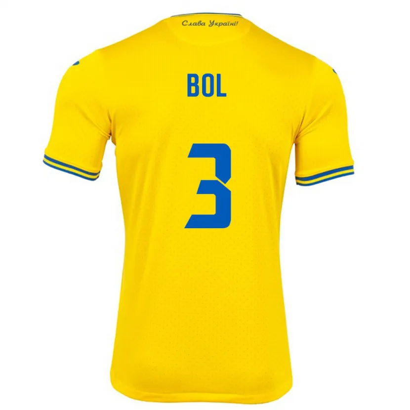 Danxen Hombre Camiseta Ucrania Anton Bol #3 Amarillo 1ª Equipación 24-26 La Camisa México