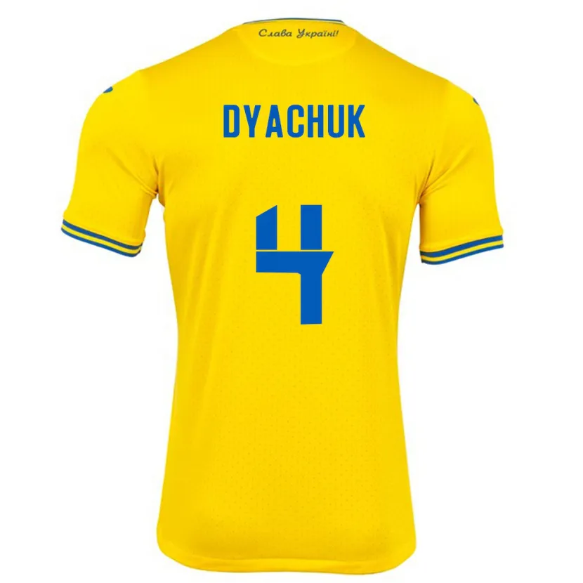 Danxen Hombre Camiseta Ucrania Maksym Dyachuk #4 Amarillo 1ª Equipación 24-26 La Camisa México