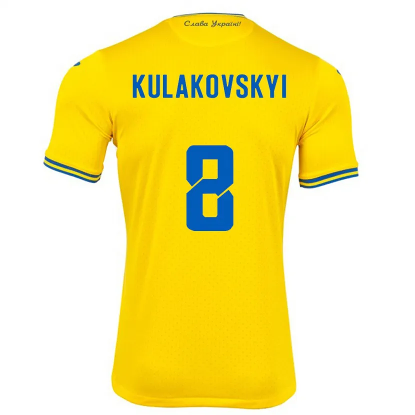 Danxen Hombre Camiseta Ucrania Artem Kulakovskyi #8 Amarillo 1ª Equipación 24-26 La Camisa México