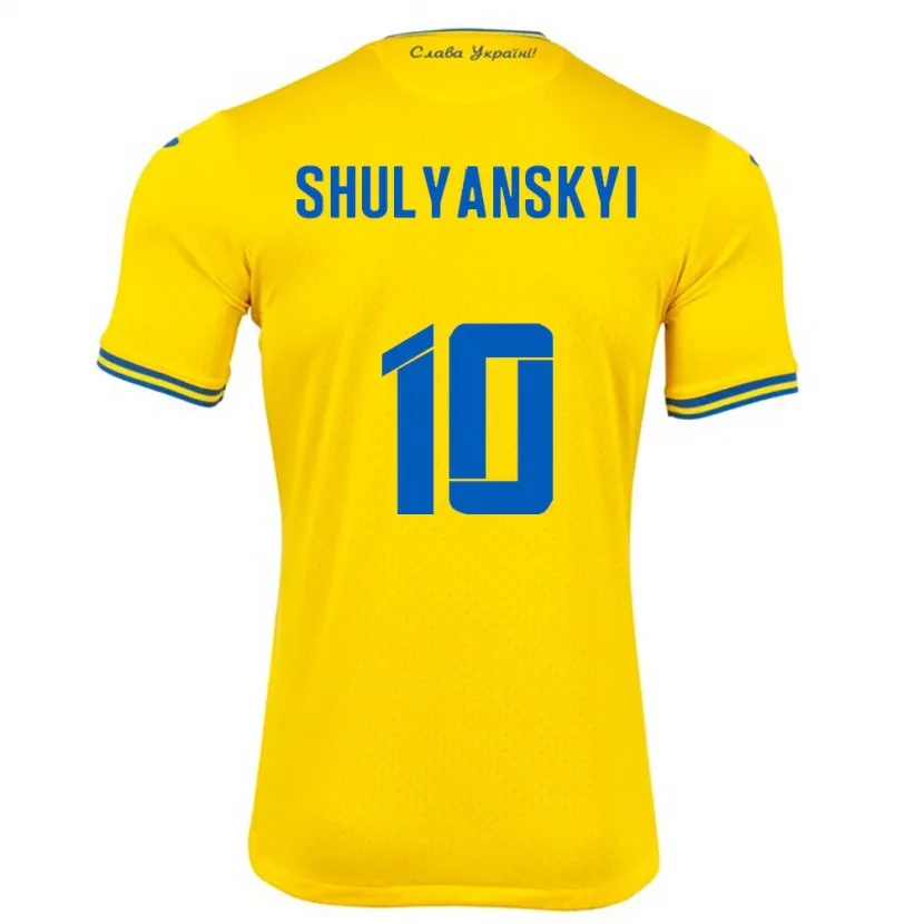 Danxen Hombre Camiseta Ucrania Artem Shulyanskyi #10 Amarillo 1ª Equipación 24-26 La Camisa México