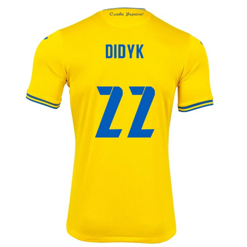 Danxen Hombre Camiseta Ucrania Roman Didyk #22 Amarillo 1ª Equipación 24-26 La Camisa México