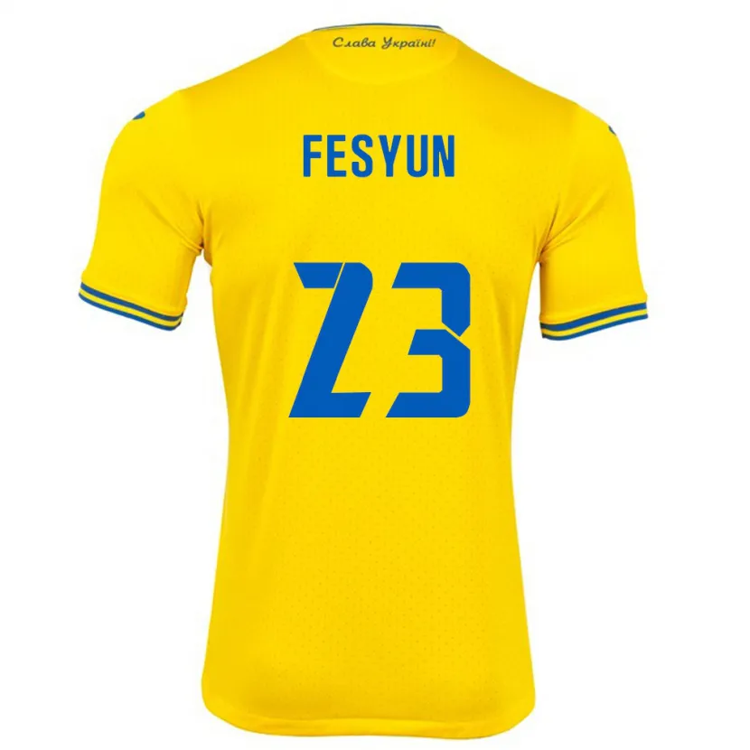 Danxen Hombre Camiseta Ucrania Kiril Fesyun #23 Amarillo 1ª Equipación 24-26 La Camisa México