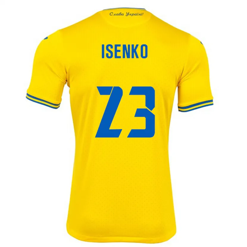 Danxen Hombre Camiseta Ucrania Pavlo Isenko #23 Amarillo 1ª Equipación 24-26 La Camisa México
