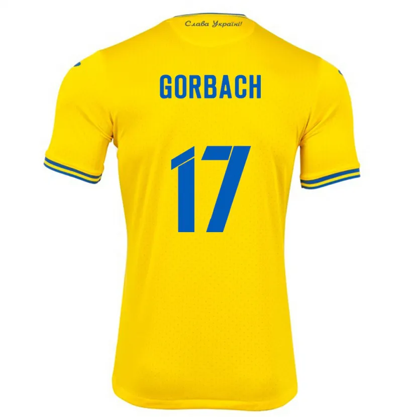 Danxen Hombre Camiseta Ucrania Igor Gorbach #17 Amarillo 1ª Equipación 24-26 La Camisa México