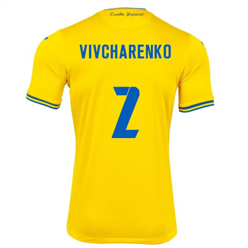 Danxen Hombre Camiseta Ucrania Kostyantyn Vivcharenko #2 Amarillo 1ª Equipación 24-26 La Camisa México
