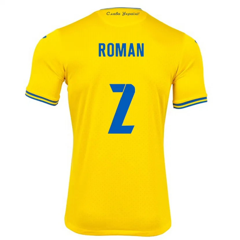 Danxen Hombre Camiseta Ucrania Vitaliy Roman #2 Amarillo 1ª Equipación 24-26 La Camisa México