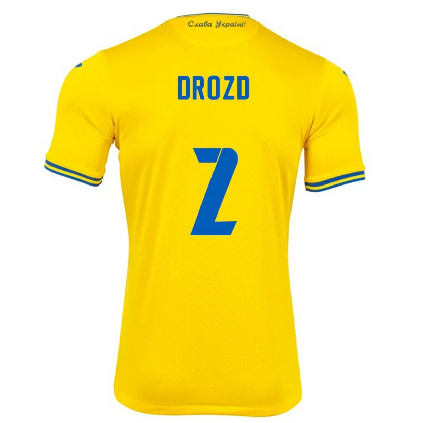 Danxen Hombre Camiseta Ucrania Anton Drozd #2 Amarillo 1ª Equipación 24-26 La Camisa México