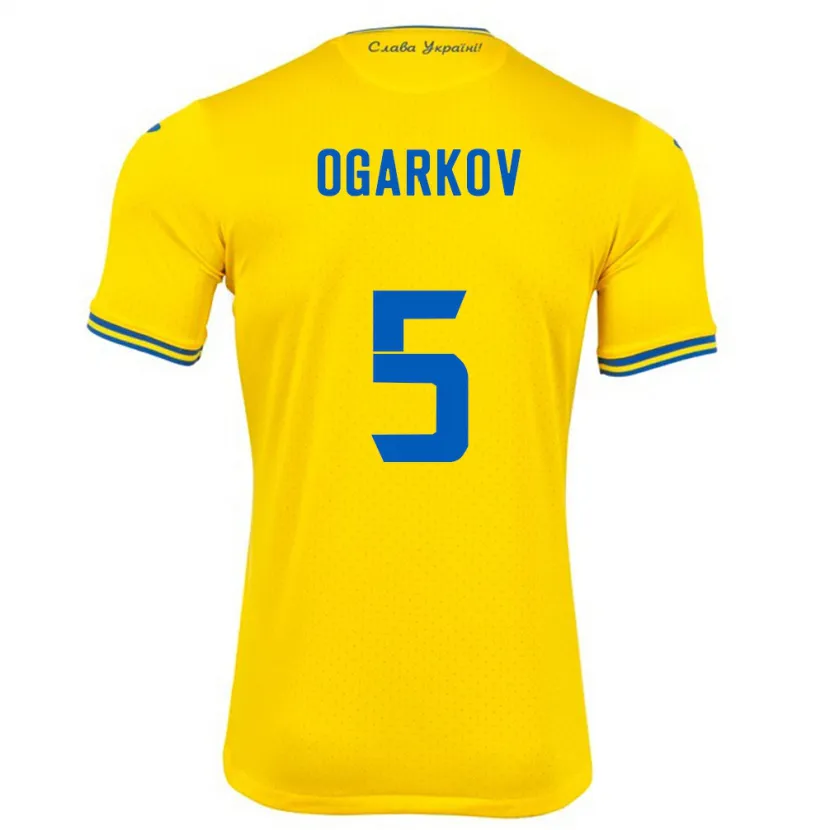 Danxen Hombre Camiseta Ucrania Mykola Ogarkov #5 Amarillo 1ª Equipación 24-26 La Camisa México