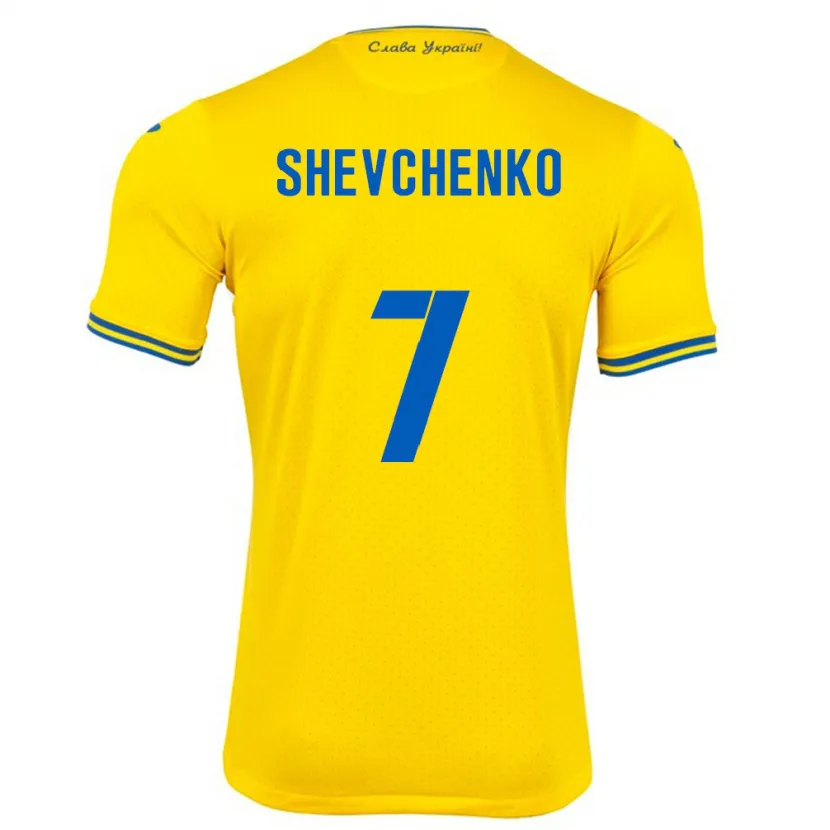 Danxen Hombre Camiseta Ucrania Kristian Shevchenko #7 Amarillo 1ª Equipación 24-26 La Camisa México
