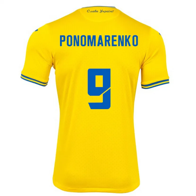 Danxen Hombre Camiseta Ucrania Matviy Ponomarenko #9 Amarillo 1ª Equipación 24-26 La Camisa México