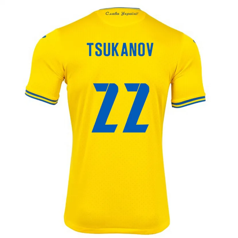 Danxen Hombre Camiseta Ucrania Viktor Tsukanov #22 Amarillo 1ª Equipación 24-26 La Camisa México