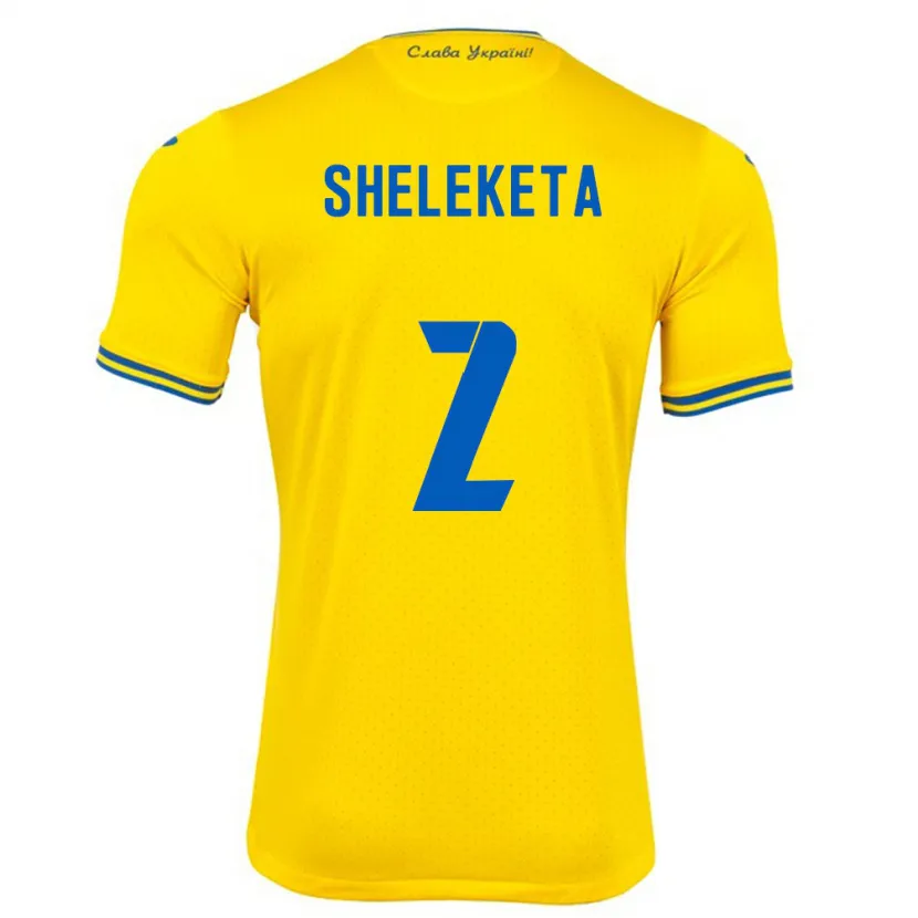 Danxen Hombre Camiseta Ucrania Mykyta Sheleketa #2 Amarillo 1ª Equipación 24-26 La Camisa México