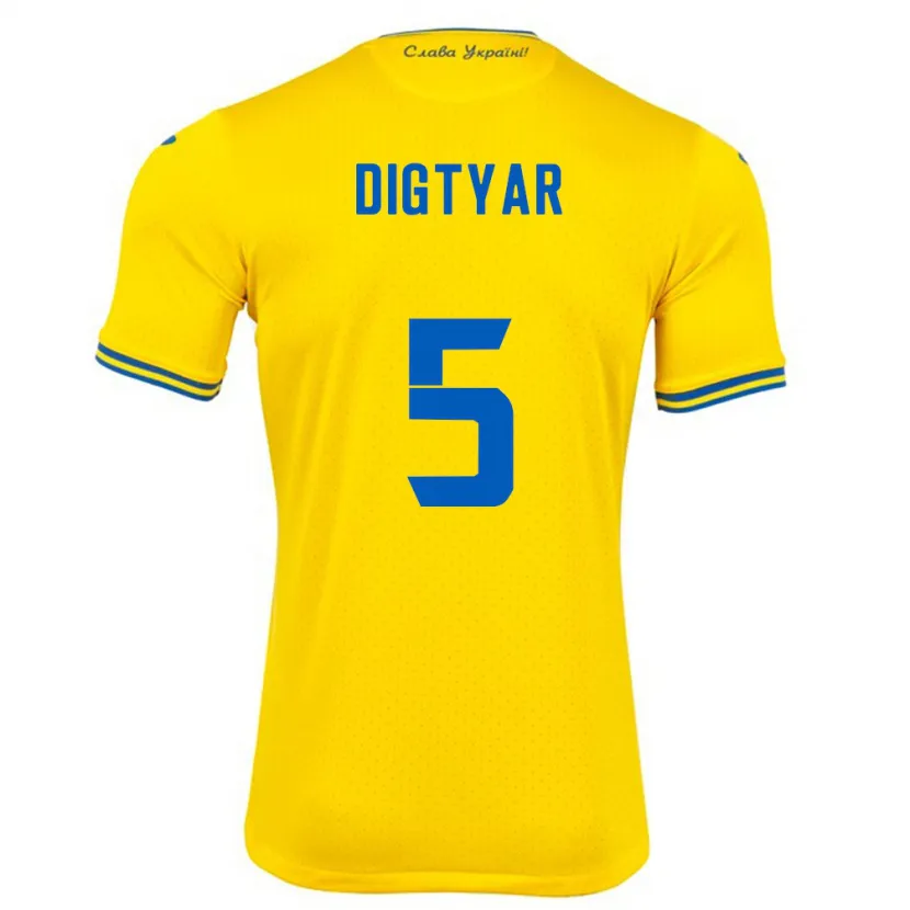 Danxen Hombre Camiseta Ucrania Kyrylo Digtyar #5 Amarillo 1ª Equipación 24-26 La Camisa México