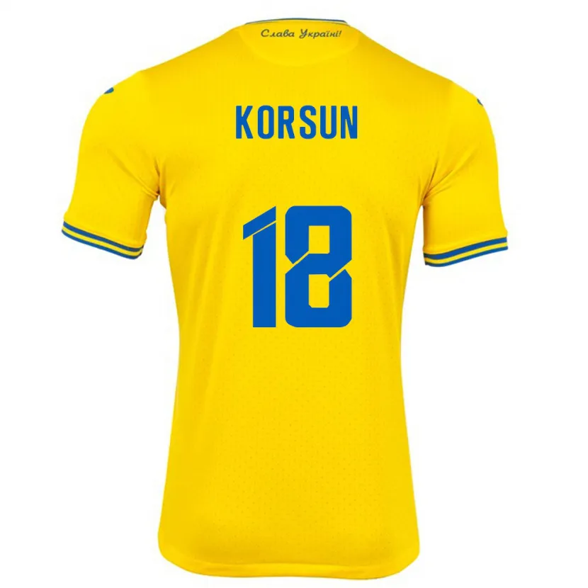 Danxen Hombre Camiseta Ucrania Kateryna Korsun #18 Amarillo 1ª Equipación 24-26 La Camisa México