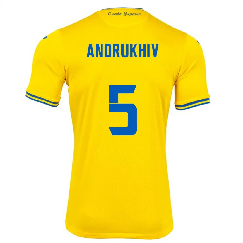 Danxen Hombre Camiseta Ucrania Veronika Andrukhiv #5 Amarillo 1ª Equipación 24-26 La Camisa México
