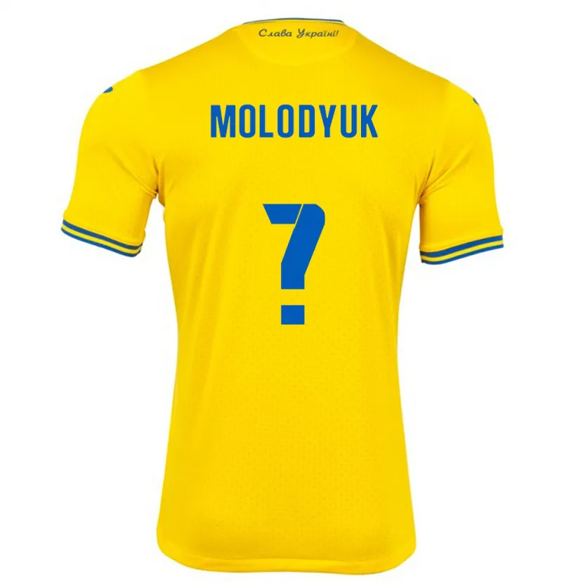 Danxen Hombre Camiseta Ucrania Yelyzaveta Molodyuk #0 Amarillo 1ª Equipación 24-26 La Camisa México