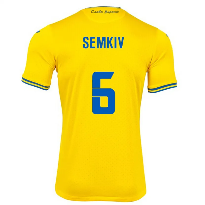 Danxen Hombre Camiseta Ucrania Dayana Semkiv #6 Amarillo 1ª Equipación 24-26 La Camisa México