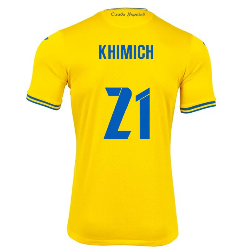 Danxen Hombre Camiseta Ucrania Tamila Khimich #21 Amarillo 1ª Equipación 24-26 La Camisa México