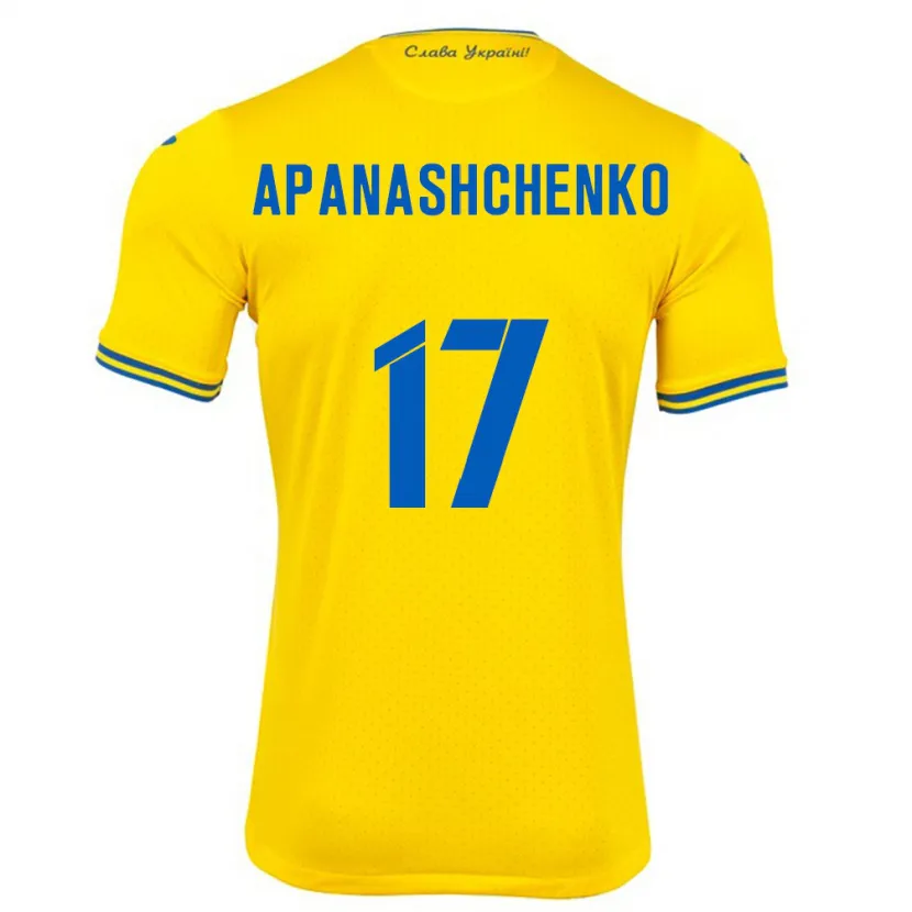 Danxen Hombre Camiseta Ucrania Daryna Apanashchenko #17 Amarillo 1ª Equipación 24-26 La Camisa México