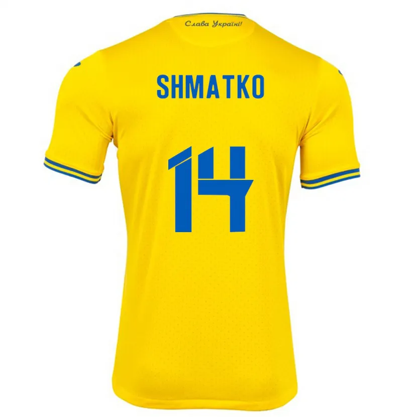 Danxen Hombre Camiseta Ucrania Lyubov Shmatko #14 Amarillo 1ª Equipación 24-26 La Camisa México