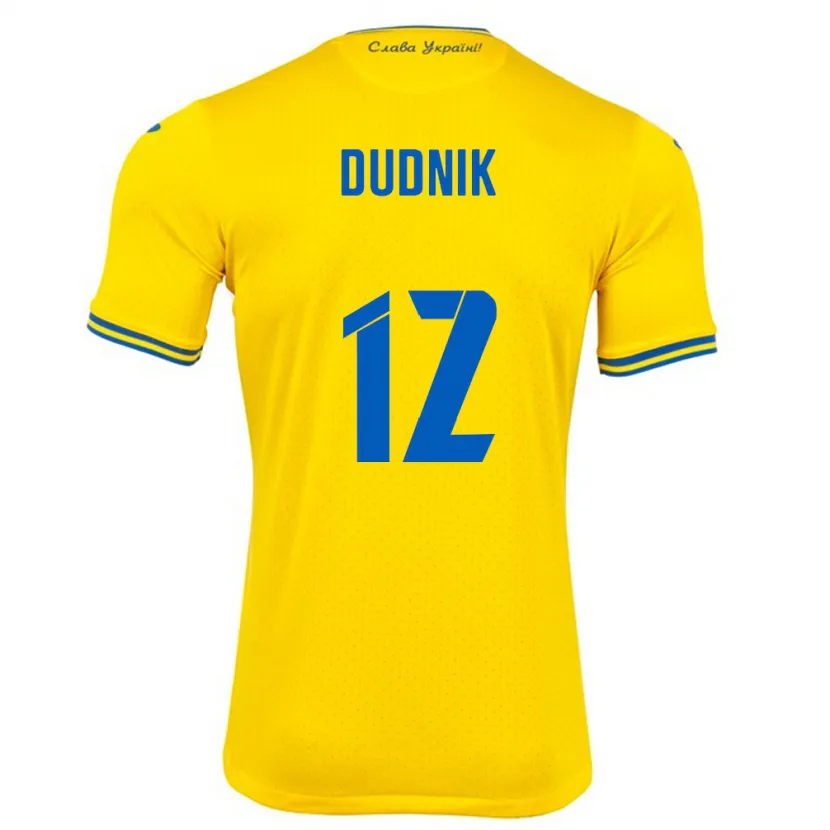 Danxen Hombre Camiseta Ucrania Marina Dudnik #12 Amarillo 1ª Equipación 24-26 La Camisa México