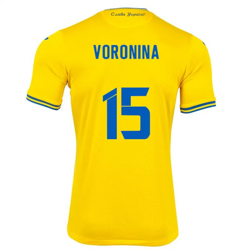 Danxen Hombre Camiseta Ucrania Anastasiya Voronina #15 Amarillo 1ª Equipación 24-26 La Camisa México