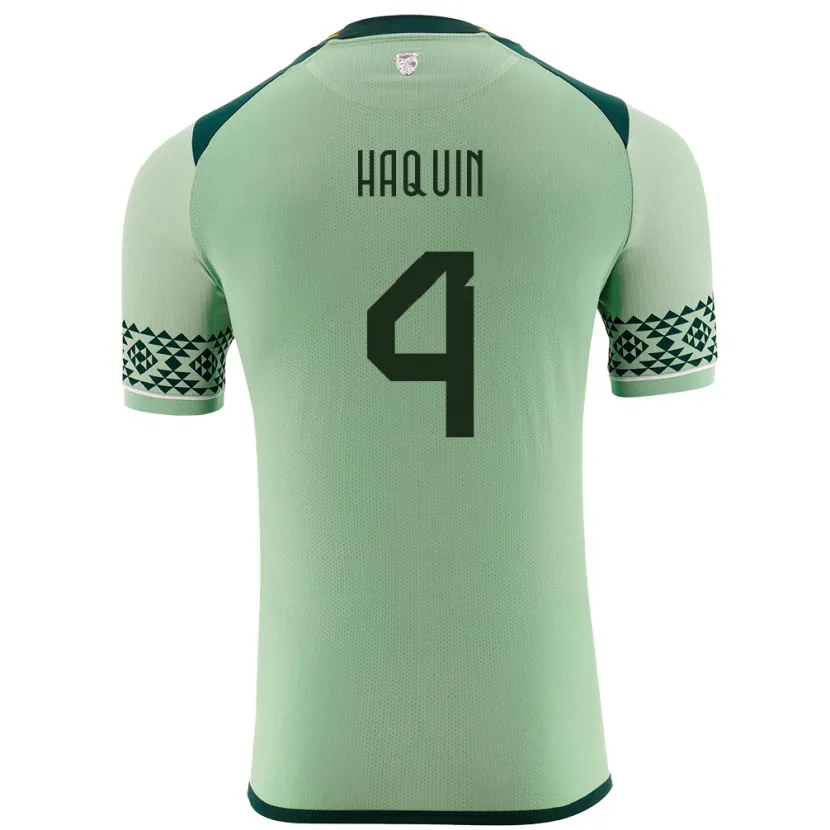 Danxen Hombre Camiseta Bolivia Luis Haquín #4 Verde Claro 1ª Equipación 24-26 La Camisa México