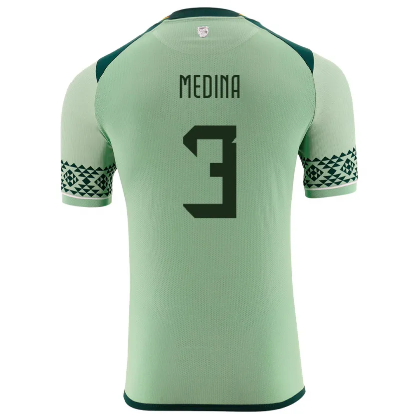 Danxen Hombre Camiseta Bolivia Diego Medina #3 Verde Claro 1ª Equipación 24-26 La Camisa México