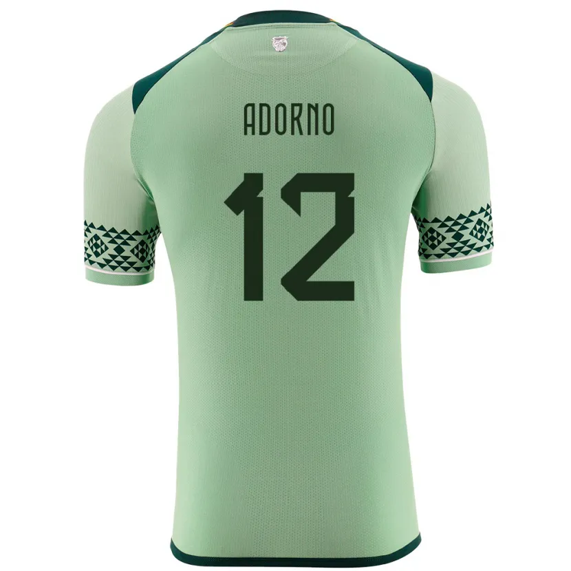 Danxen Hombre Camiseta Bolivia Carlos Adorno #12 Verde Claro 1ª Equipación 24-26 La Camisa México