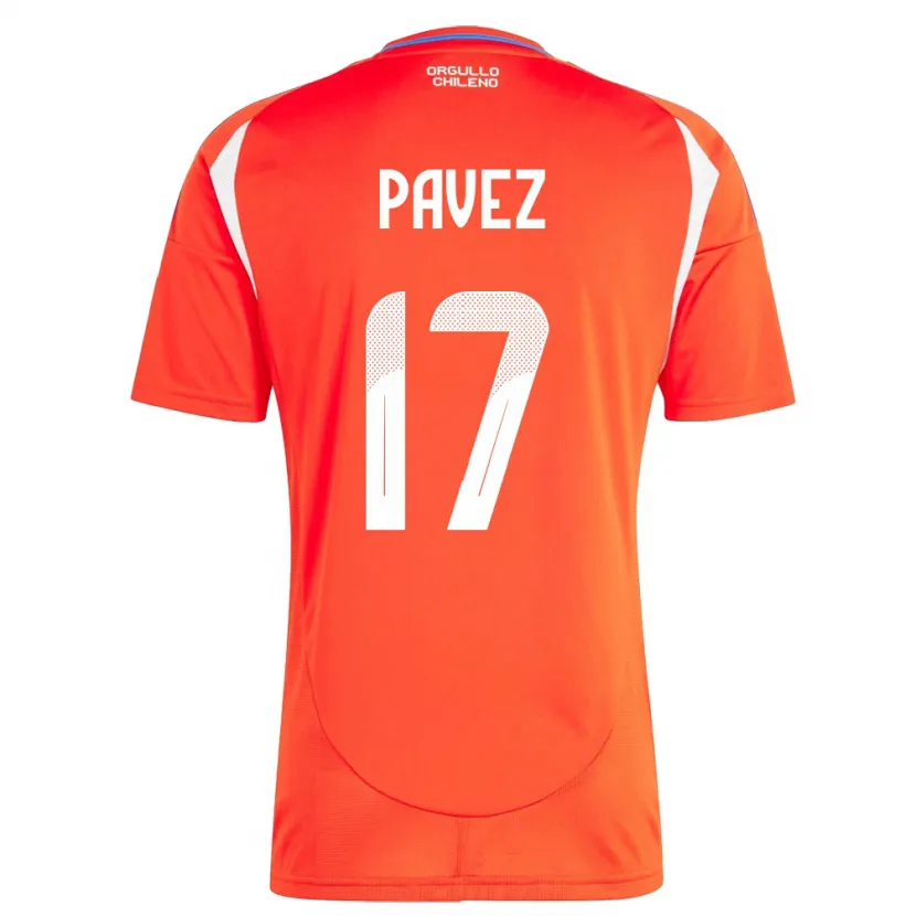 Danxen Hombre Camiseta Chile Esteban Pavez #17 Rojo 1ª Equipación 24-26 La Camisa México