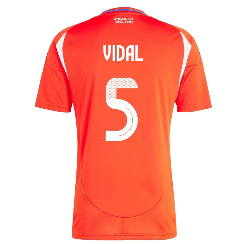 Danxen Hombre Camiseta Chile Valentín Vidal #5 Rojo 1ª Equipación 24-26 La Camisa México