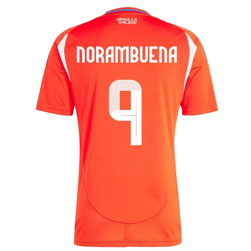 Danxen Hombre Camiseta Chile Gabriel Norambuena #9 Rojo 1ª Equipación 24-26 La Camisa México