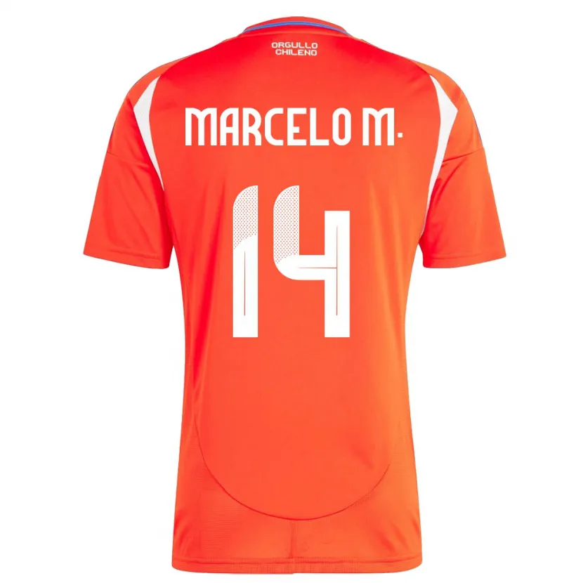 Danxen Hombre Camiseta Chile Marcelo Morales #14 Rojo 1ª Equipación 24-26 La Camisa México