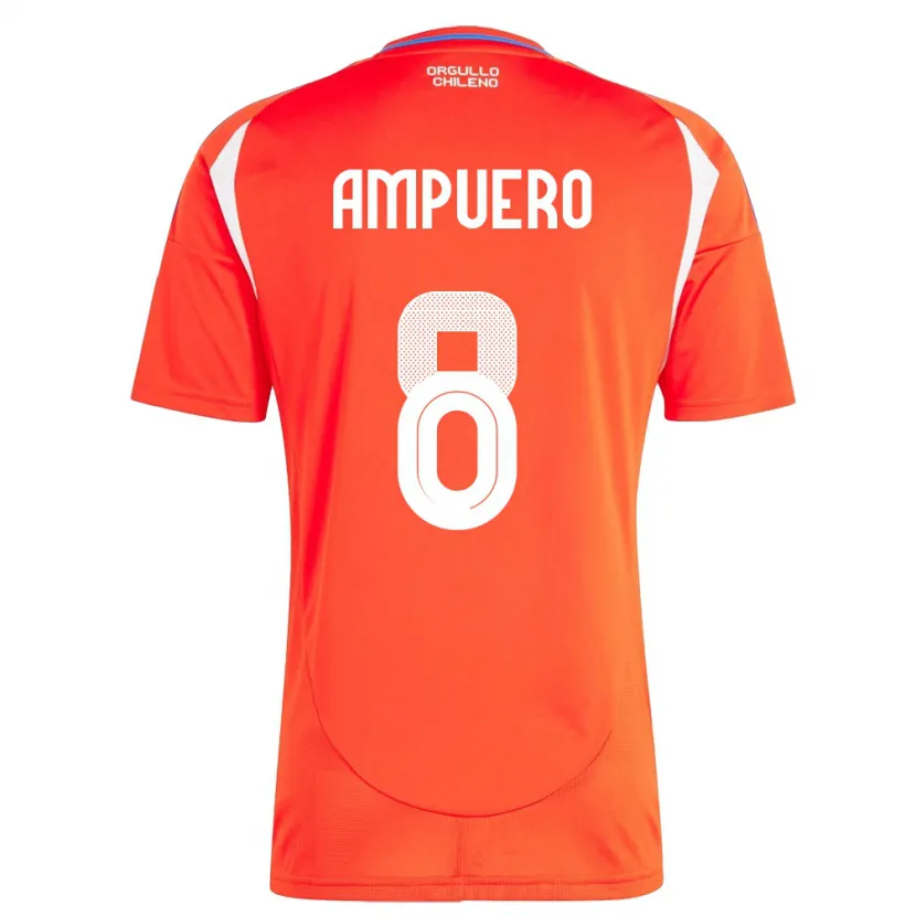 Danxen Hombre Camiseta Chile Benjamín Ampuero #8 Rojo 1ª Equipación 24-26 La Camisa México