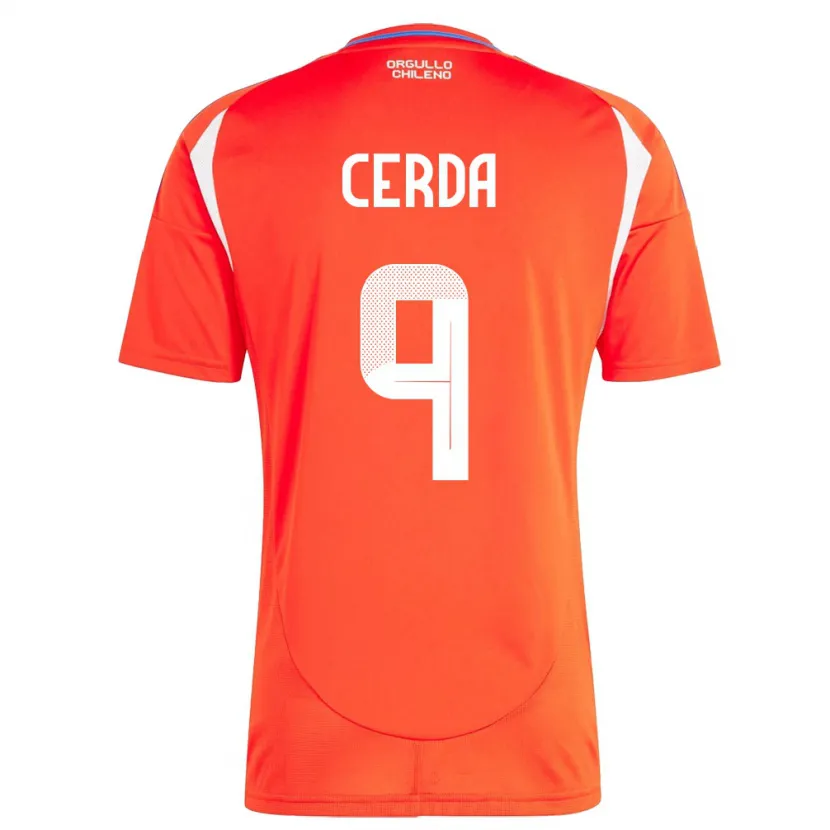 Danxen Hombre Camiseta Chile Axel Cerda #9 Rojo 1ª Equipación 24-26 La Camisa México