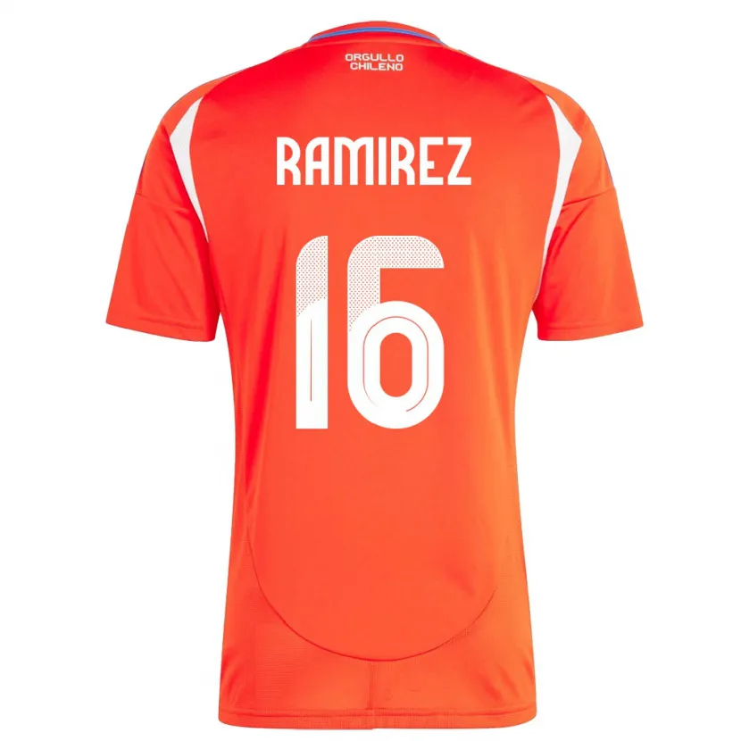 Danxen Hombre Camiseta Chile Vicente Ramírez #16 Rojo 1ª Equipación 24-26 La Camisa México