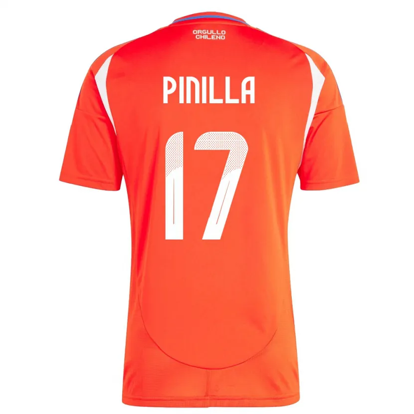 Danxen Hombre Camiseta Chile Fernanda Pinilla #17 Rojo 1ª Equipación 24-26 La Camisa México