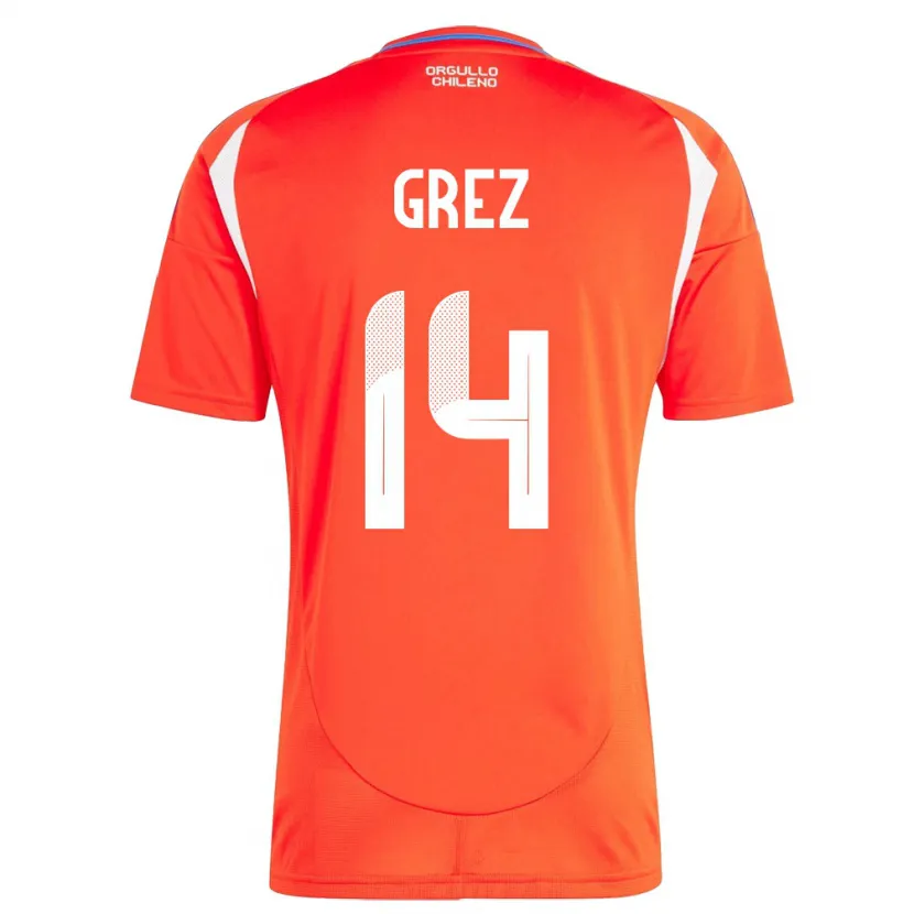Danxen Hombre Camiseta Chile Javiera Grez #14 Rojo 1ª Equipación 24-26 La Camisa México