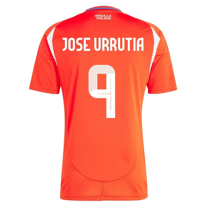 Danxen Hombre Camiseta Chile María José Urrutia #9 Rojo 1ª Equipación 24-26 La Camisa México
