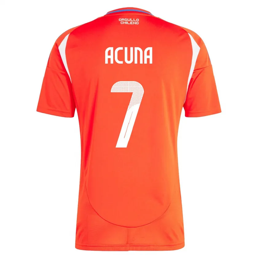 Danxen Hombre Camiseta Chile Yenny Acuña #7 Rojo 1ª Equipación 24-26 La Camisa México