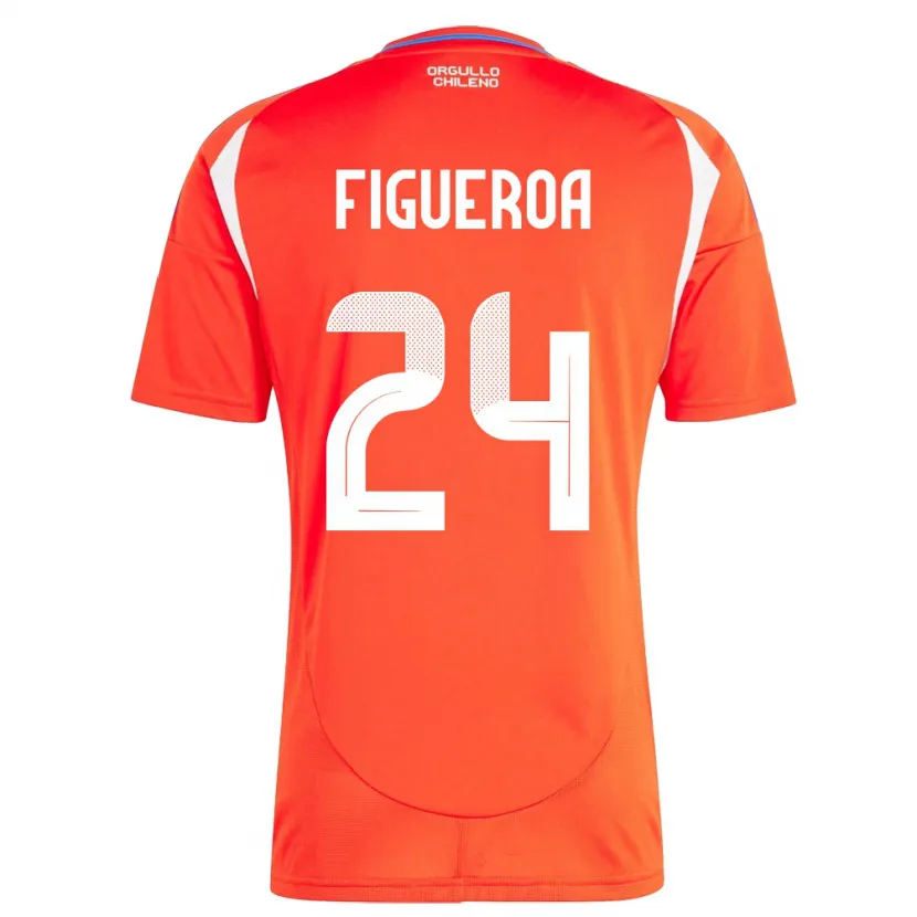 Danxen Hombre Camiseta Chile Ámbar Figueroa #24 Rojo 1ª Equipación 24-26 La Camisa México
