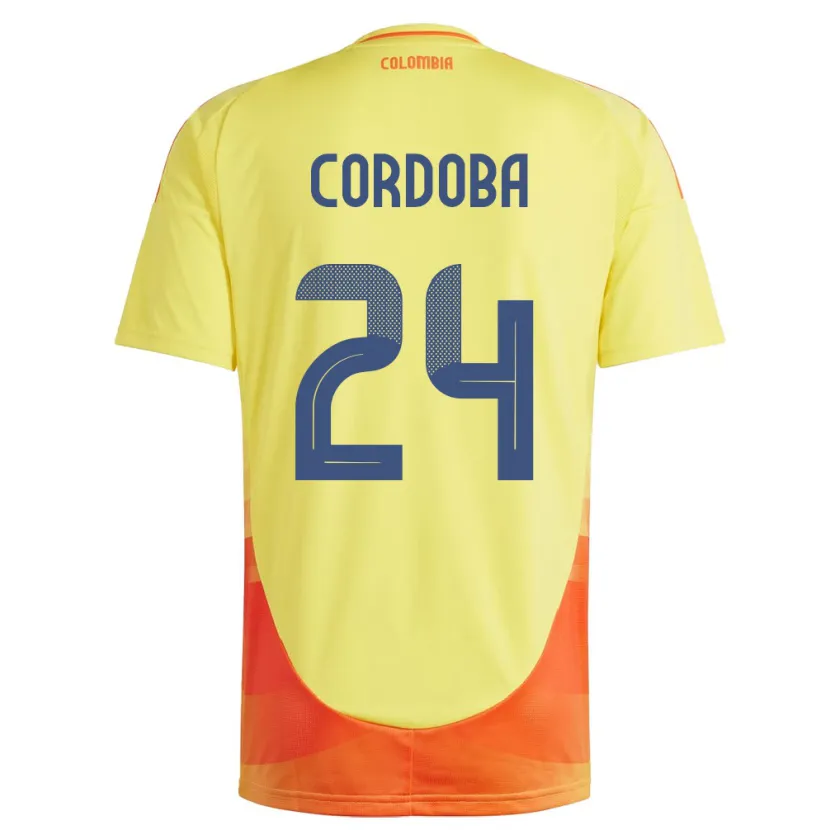 Danxen Hombre Camiseta Colombia Jhon Córdoba #24 Amarillo 1ª Equipación 24-26 La Camisa México
