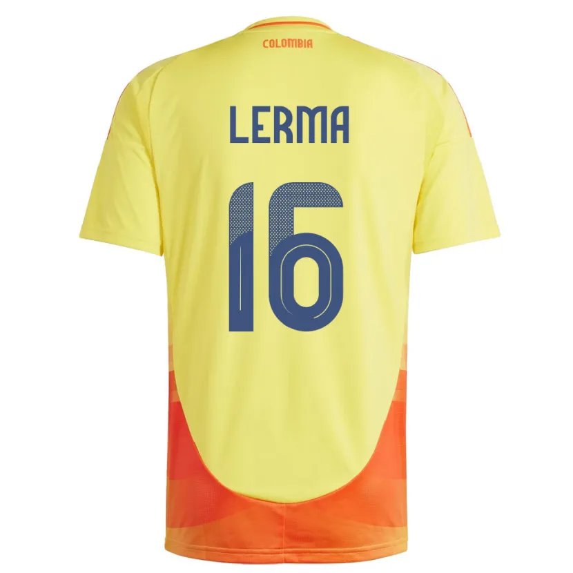 Danxen Hombre Camiseta Colombia Jefferson Lerma #16 Amarillo 1ª Equipación 24-26 La Camisa México