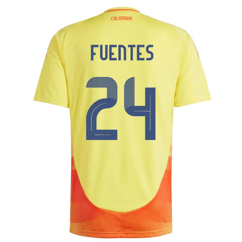 Danxen Hombre Camiseta Colombia Gabriel Fuentes #24 Amarillo 1ª Equipación 24-26 La Camisa México