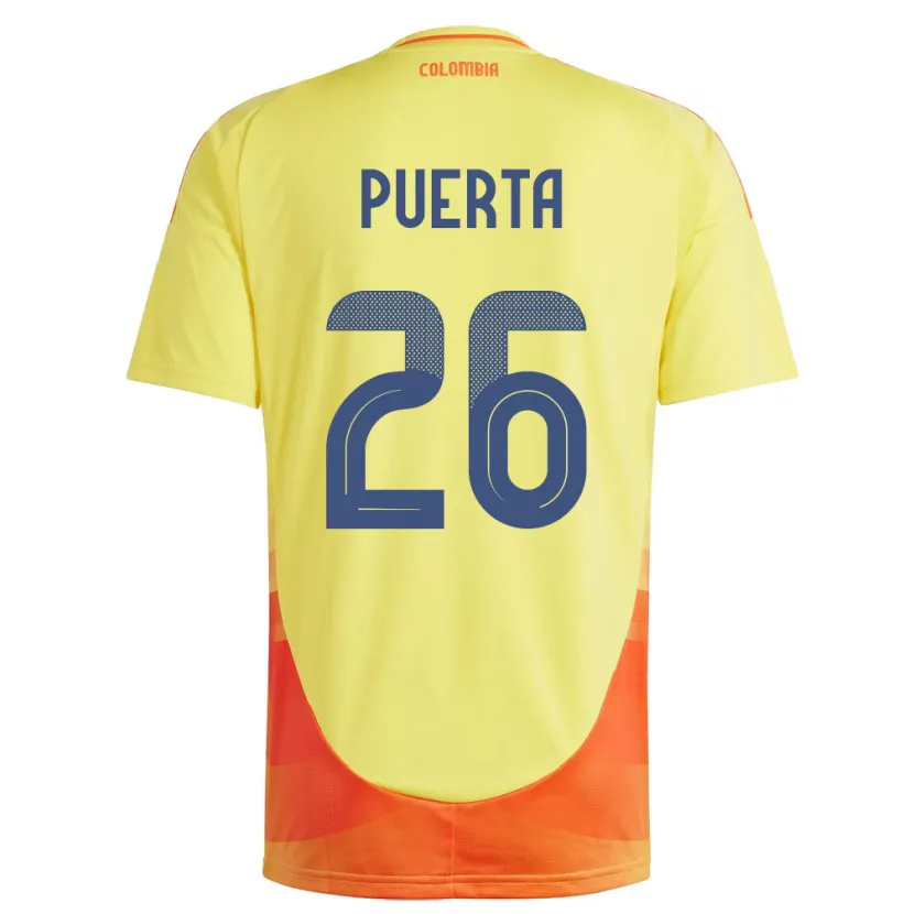 Danxen Hombre Camiseta Colombia Gustavo Puerta #26 Amarillo 1ª Equipación 24-26 La Camisa México