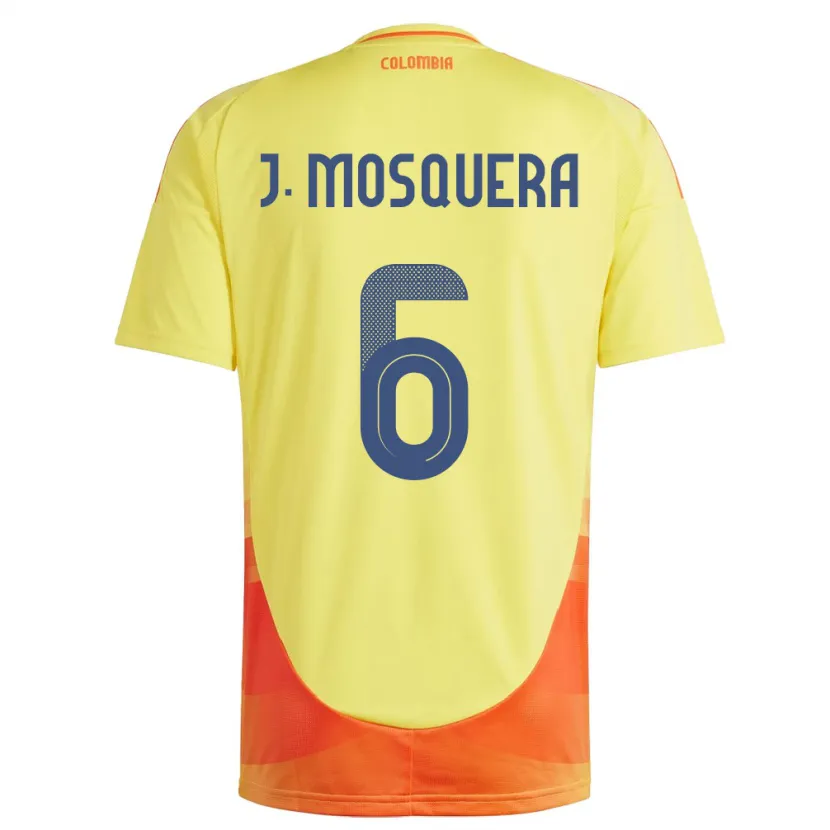 Danxen Hombre Camiseta Colombia Juan Mosquera #6 Amarillo 1ª Equipación 24-26 La Camisa México