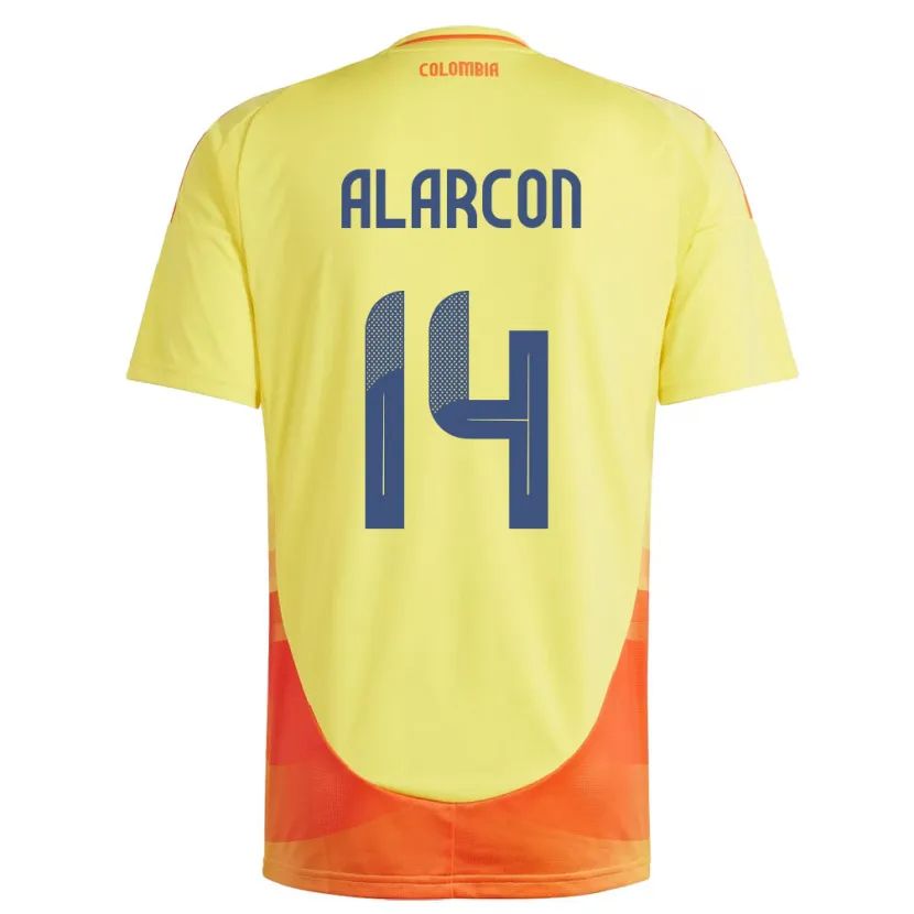 Danxen Hombre Camiseta Colombia Andrés Alarcón #14 Amarillo 1ª Equipación 24-26 La Camisa México