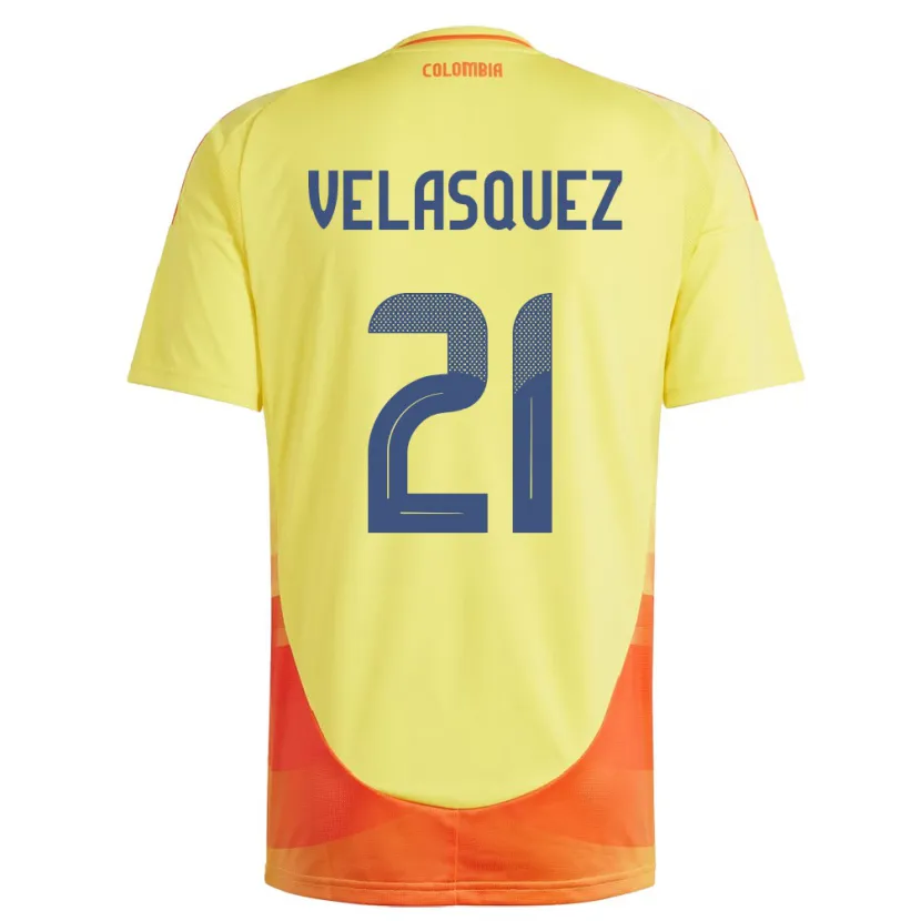 Danxen Hombre Camiseta Colombia Samuel Velásquez #21 Amarillo 1ª Equipación 24-26 La Camisa México